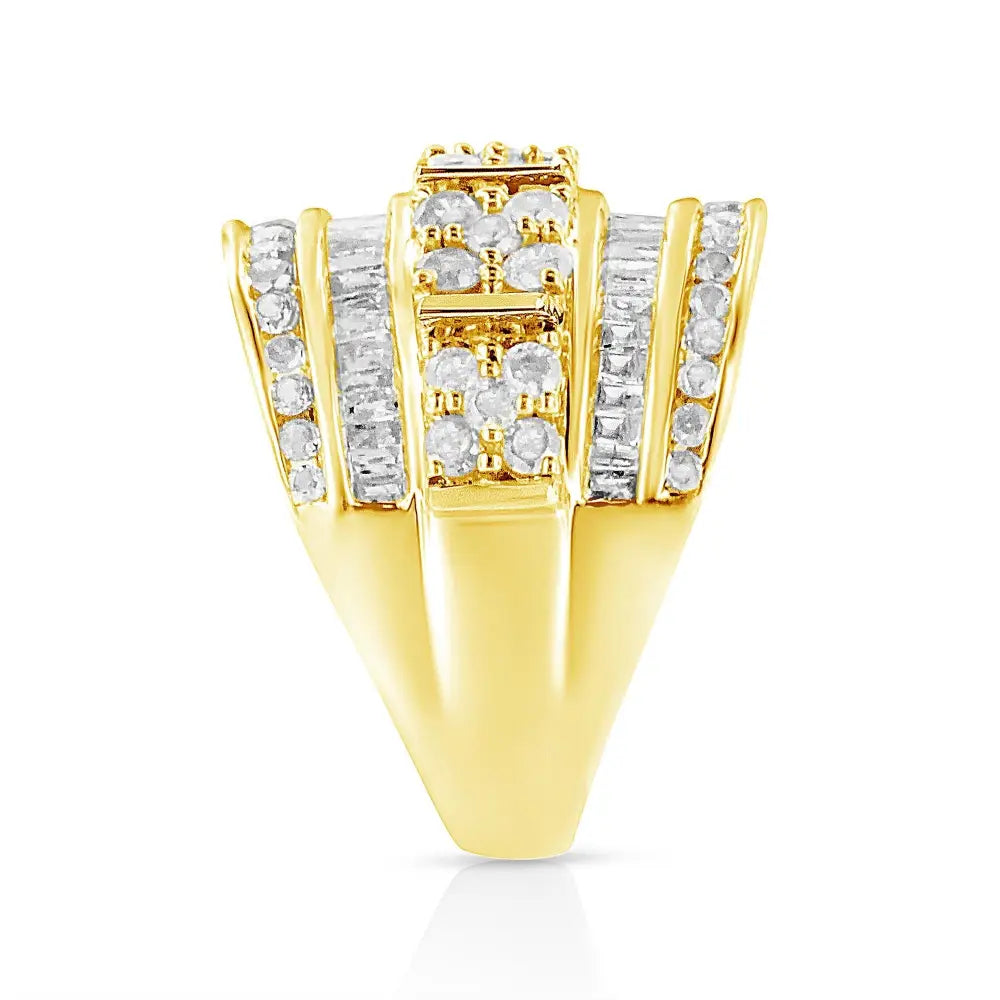 Exquisite Channel Set Tapered Cocktail Fashion Ring with Baguette Cut Diamond