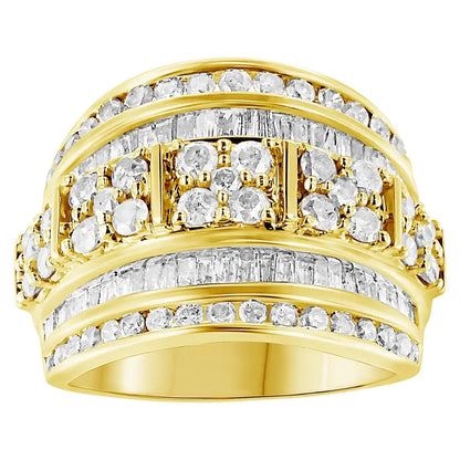 Exquisite Channel Set Tapered Cocktail Fashion Ring with Baguette Cut Diamond