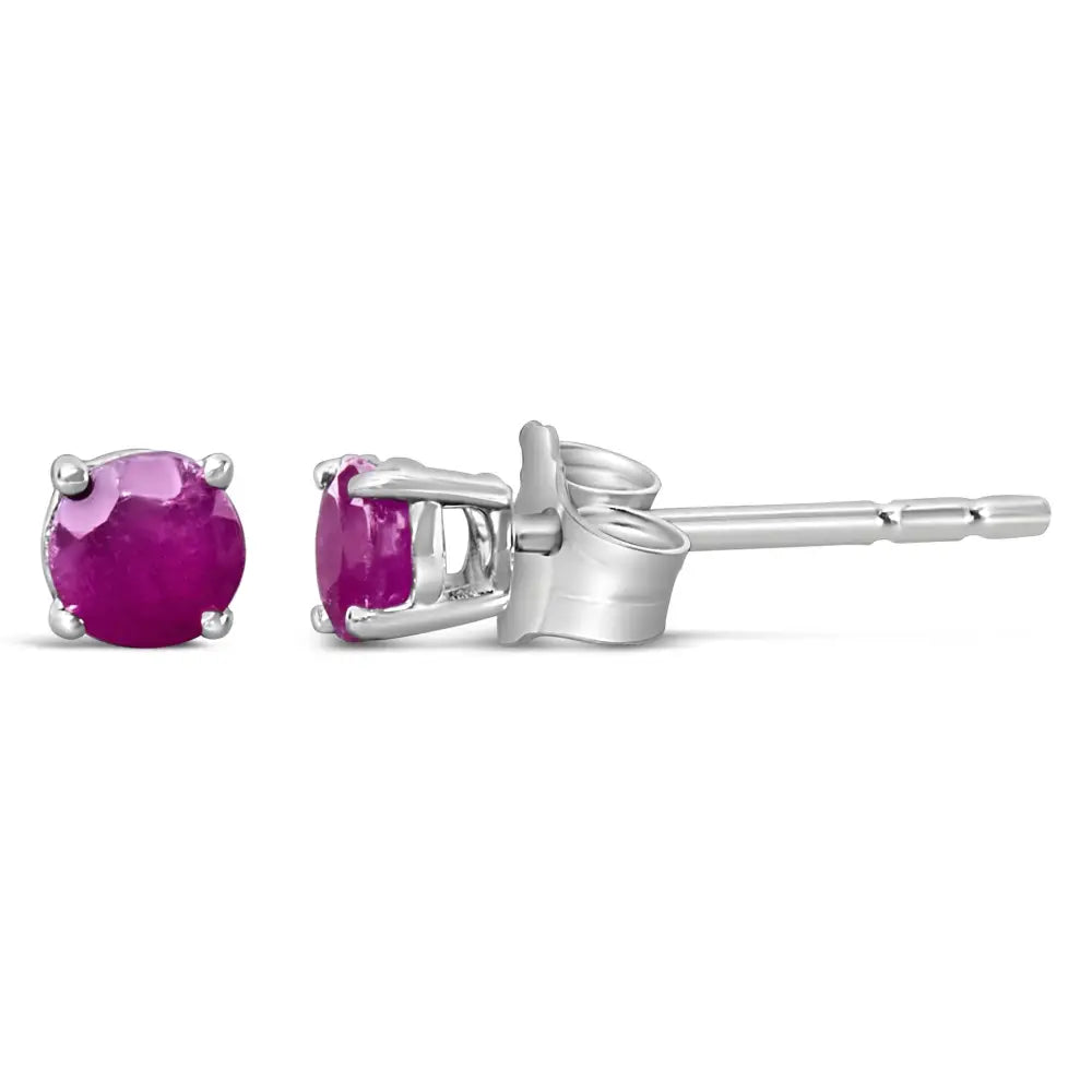 Exquisite Created Birthstone Solitaire Stud Earrings in Sterling Silver