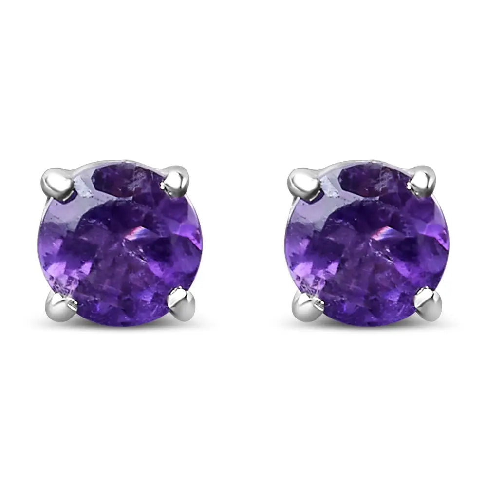 Exquisite Created Birthstone Solitaire Stud Earrings in Sterling Silver