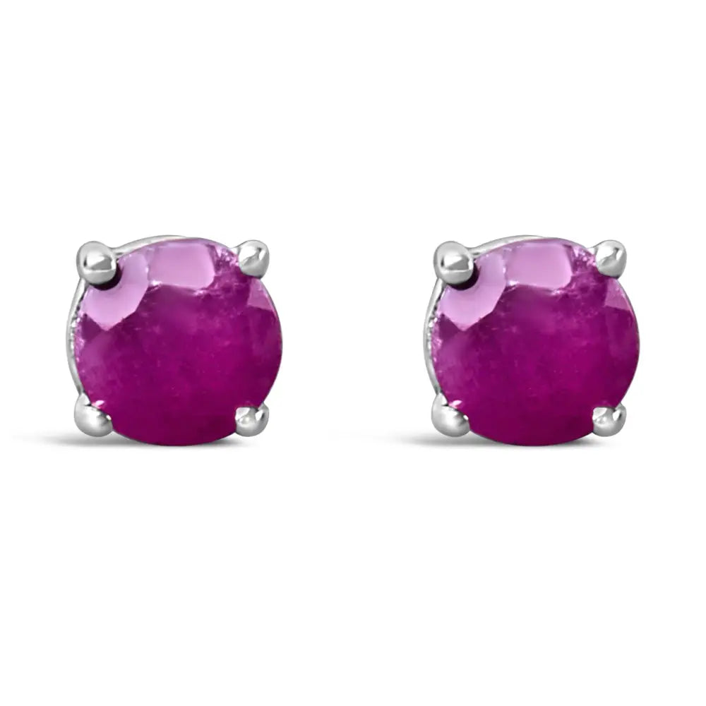 Exquisite Created Birthstone Solitaire Stud Earrings in Sterling Silver