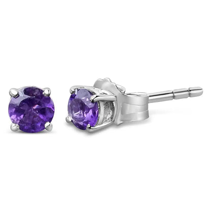 Exquisite Created Birthstone Solitaire Stud Earrings in Sterling Silver