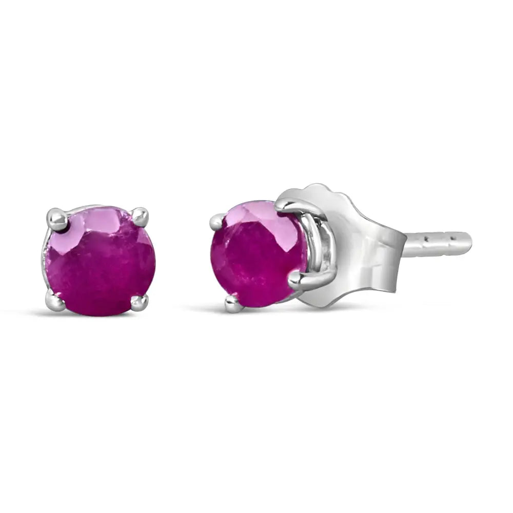 Exquisite Created Birthstone Solitaire Stud Earrings in Sterling Silver