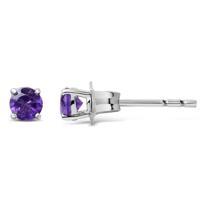 Exquisite Created Birthstone Solitaire Stud Earrings in Sterling Silver