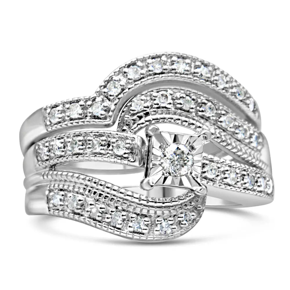 Exquisite Crisscross Engagement Ring with.33 Cttw Round Diamond Beauty