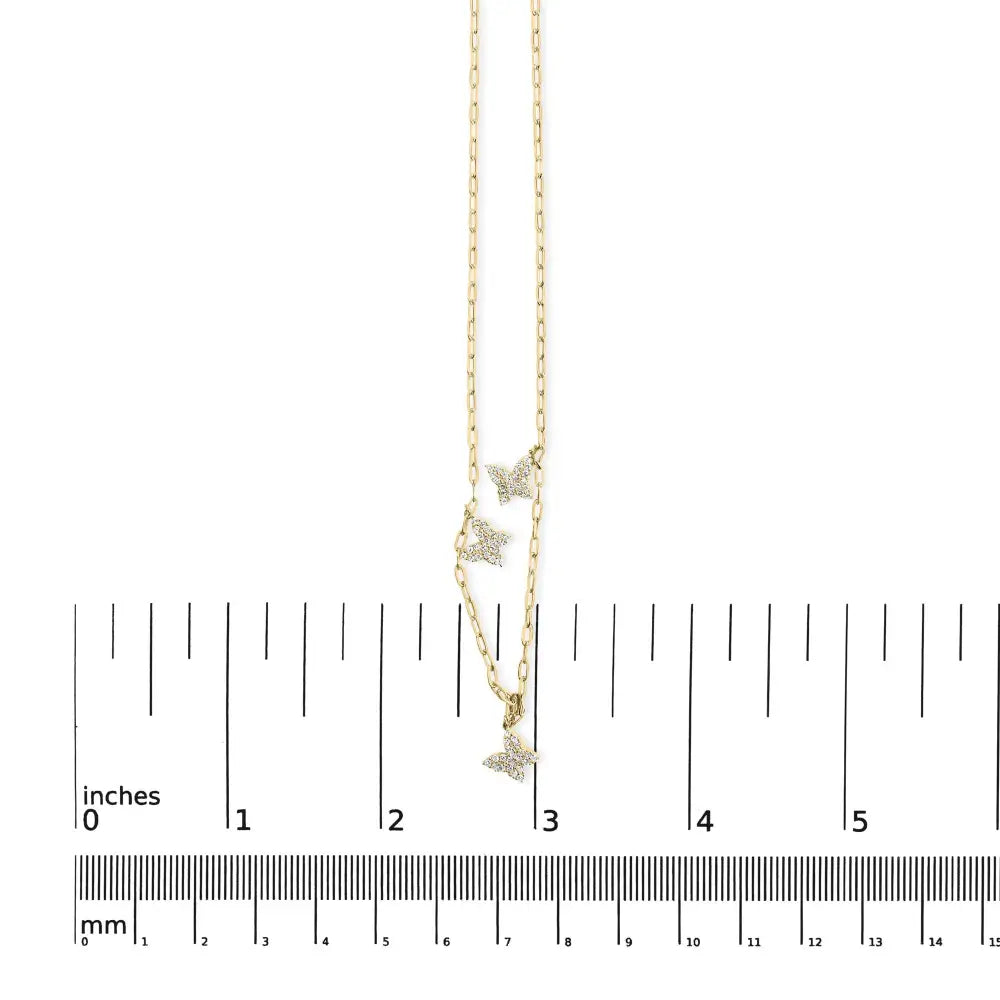 Exquisite Cttw Diamond Butterfly Station Paperclip Necklace in 14kt Gold