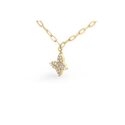 Exquisite Cttw Diamond Butterfly Station Paperclip Necklace in 14kt Gold