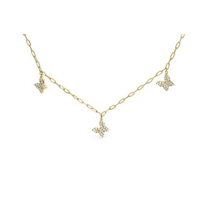 Exquisite Cttw Diamond Butterfly Station Paperclip Necklace in 14kt Gold