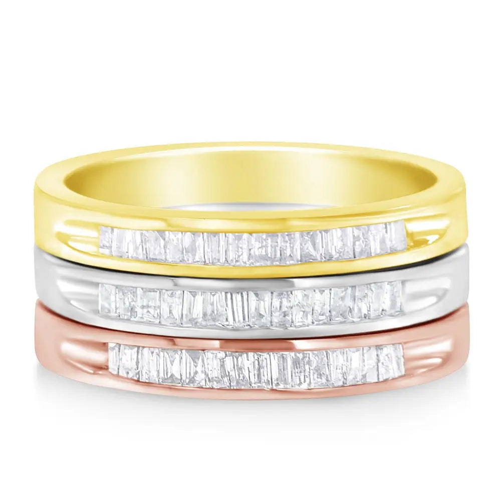 Exquisite Cttw Diamond Channel-set Stackable Band Ring Set in Gold