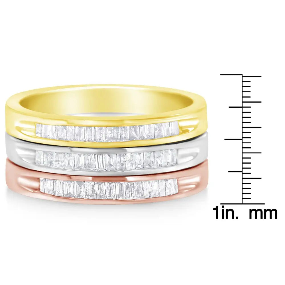 Exquisite Cttw Diamond Channel-set Stackable Band Ring Set in Gold