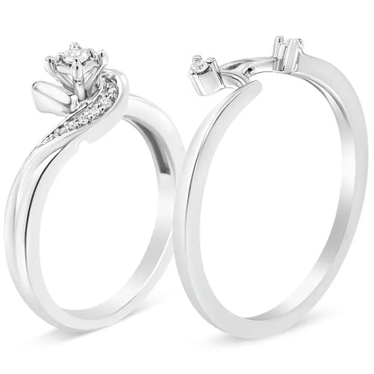 Exquisite Cttw Diamond Swirl Bypass Bridal Set in Sterling Silver