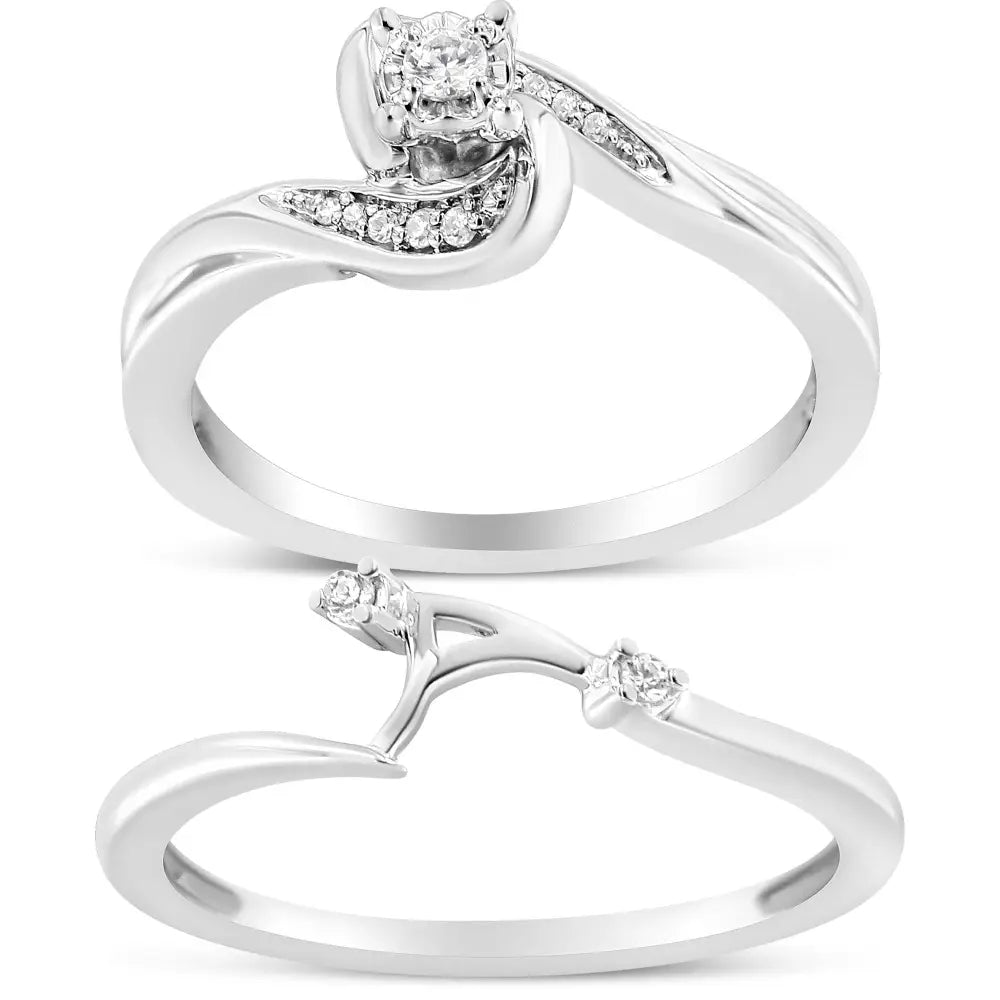 Exquisite Cttw Diamond Swirl Bypass Bridal Set in Sterling Silver