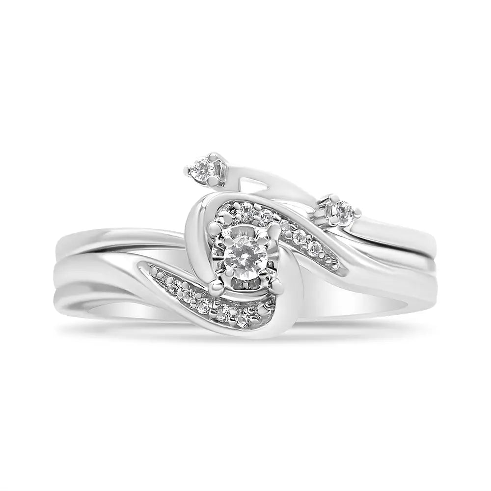 Exquisite Cttw Diamond Swirl Bypass Bridal Set in Sterling Silver