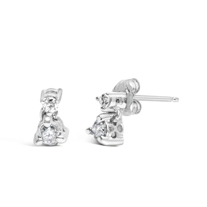 Exquisite Cttw Double Diamond Drop Dangle Stud Earrings in 14k White Gold