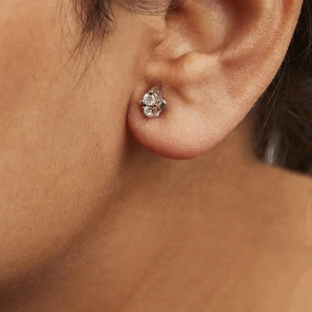 Exquisite Cttw Double Diamond Drop Dangle Stud Earrings in 14k White Gold