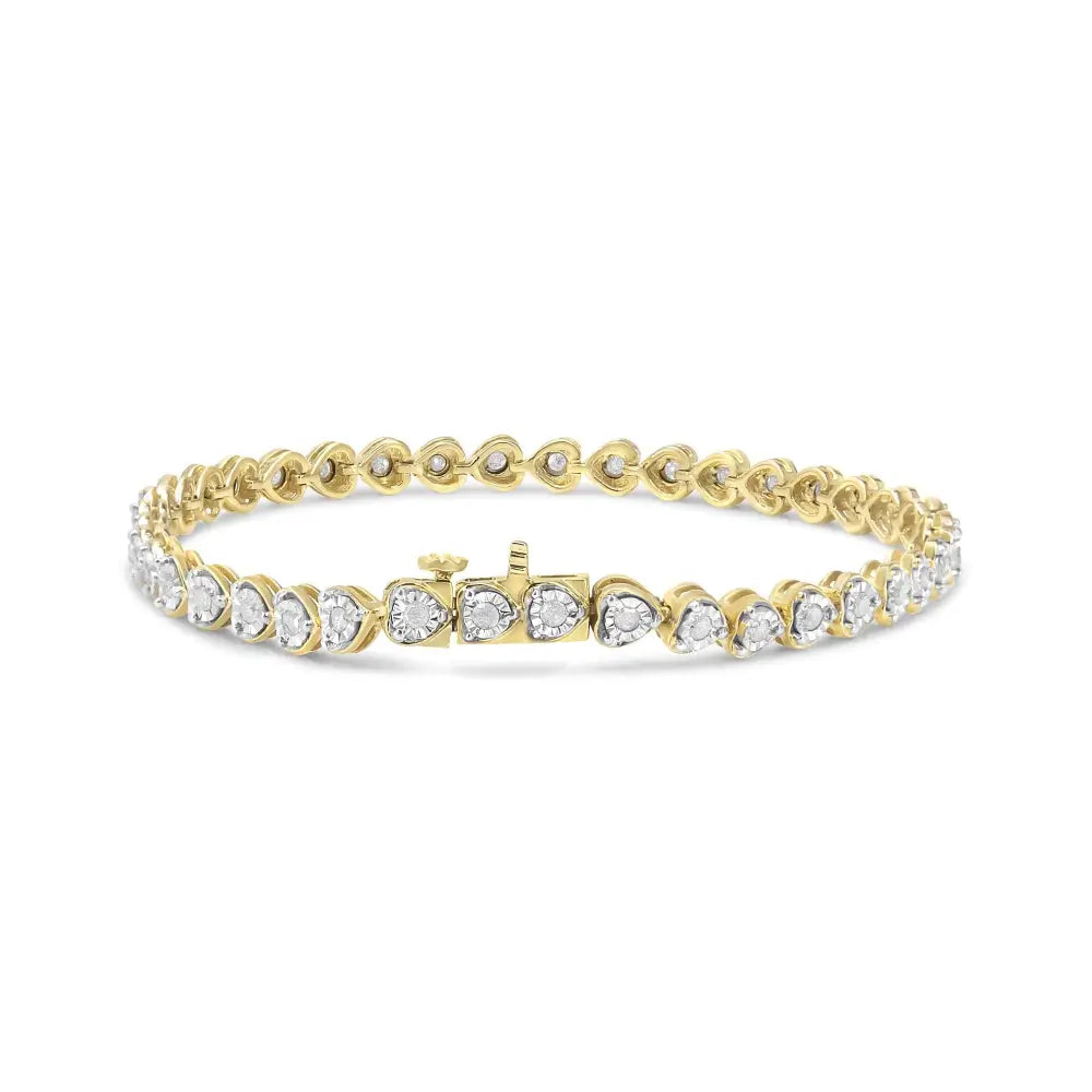 Exquisite Cttw Miracle Set Diamond Heart-link 7 Tennis Bracelet