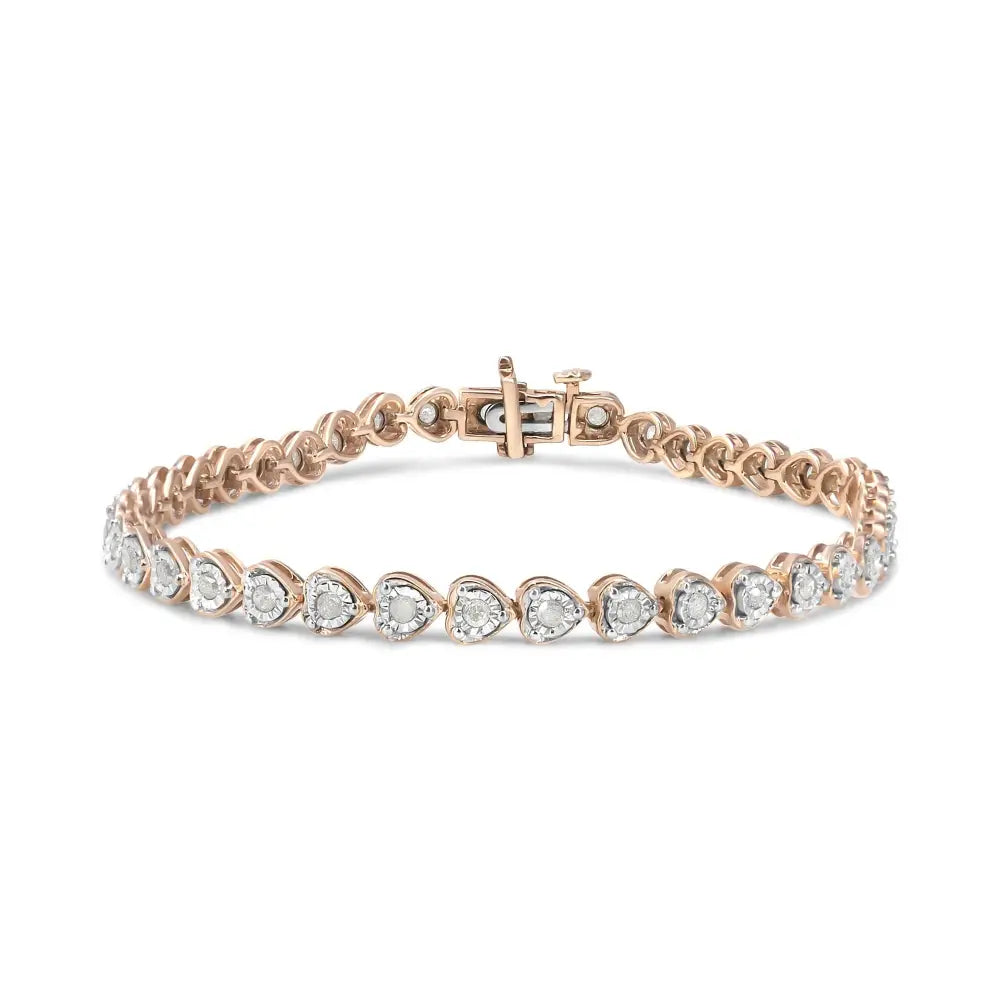 Exquisite Cttw Miracle Set Diamond Heart-link 7 Tennis Bracelet