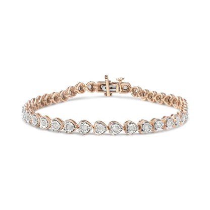 Exquisite Cttw Miracle Set Diamond Heart-link 7 Tennis Bracelet