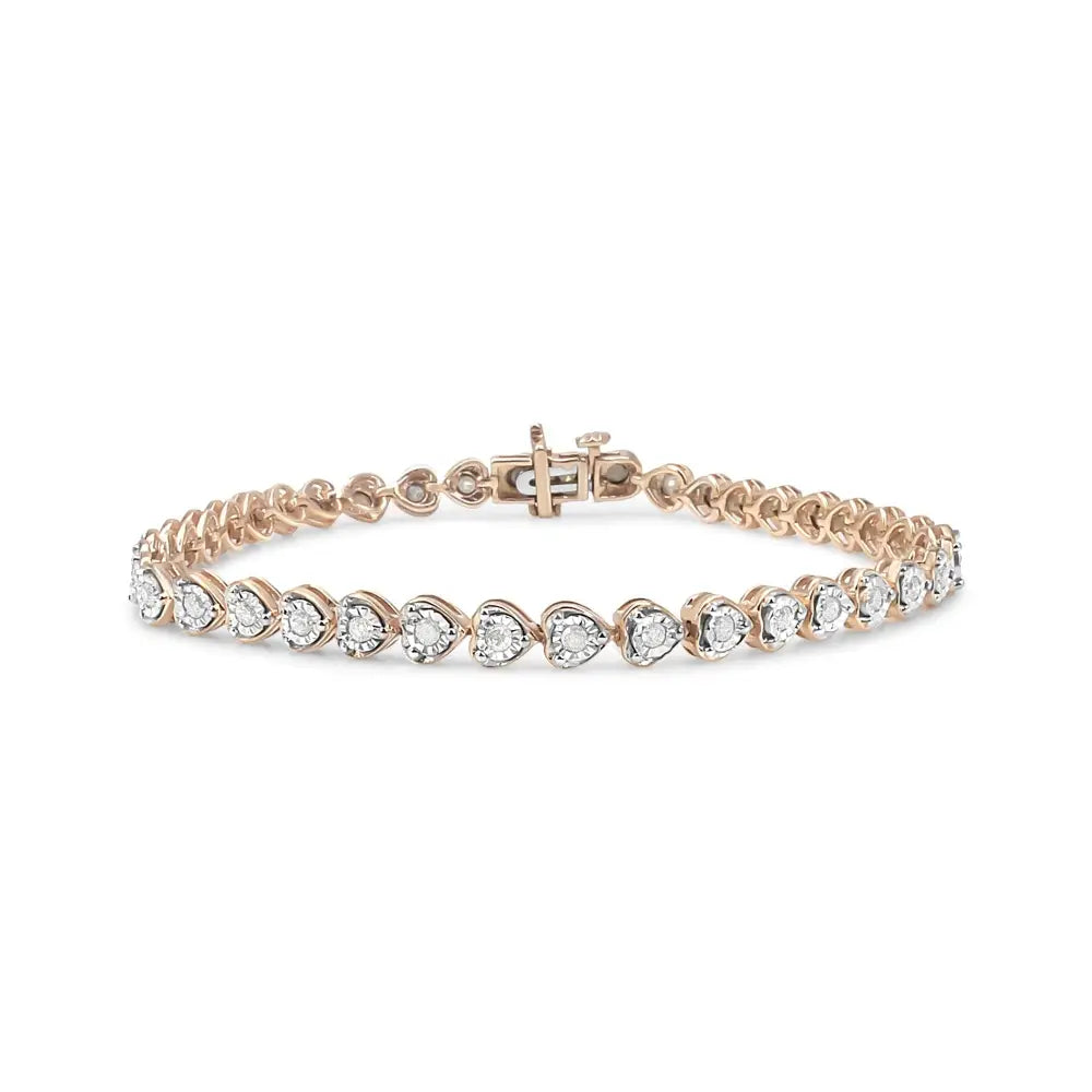 Exquisite Cttw Miracle Set Diamond Heart-link 7 Tennis Bracelet