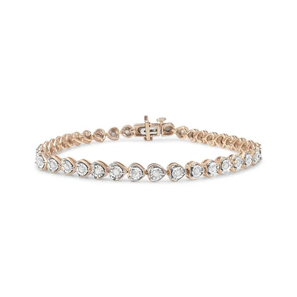 Exquisite Cttw Miracle Set Diamond Heart-link 7 Tennis Bracelet