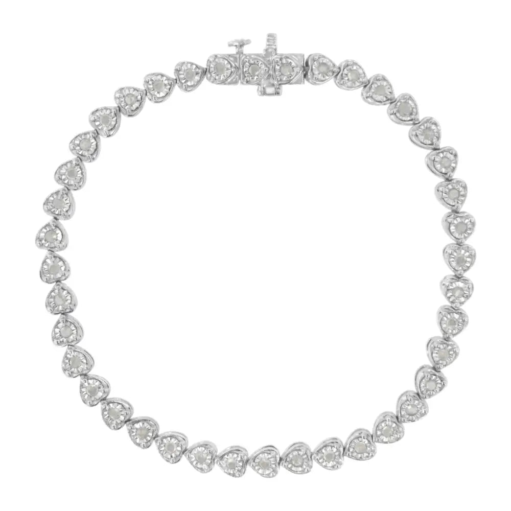 Exquisite Cttw Miracle Set Diamond Heart-link 7 Tennis Bracelet