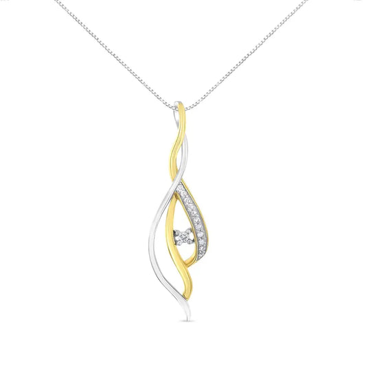 Exquisite Diamond Accent Cascade Necklace in 10k Yellow and White Gold