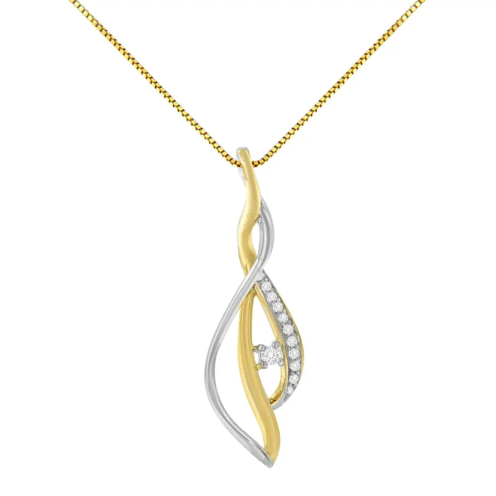 Exquisite Diamond Accent Cascade Necklace in 10k Yellow and White Gold