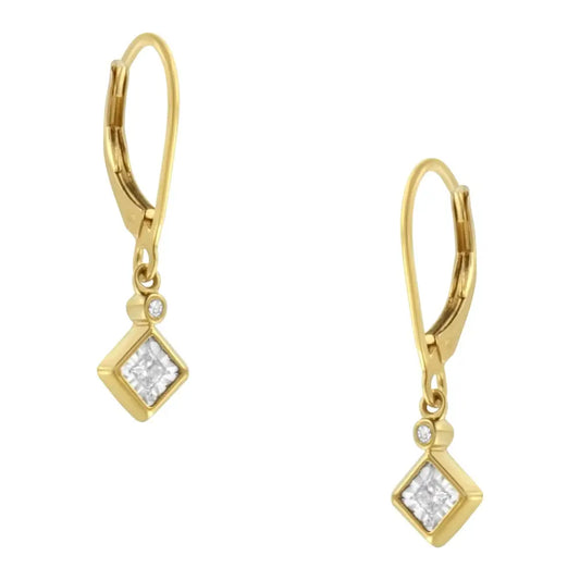 Exquisite Diamond Dangle Earrings in Micron 14k Yellow Gold Plating