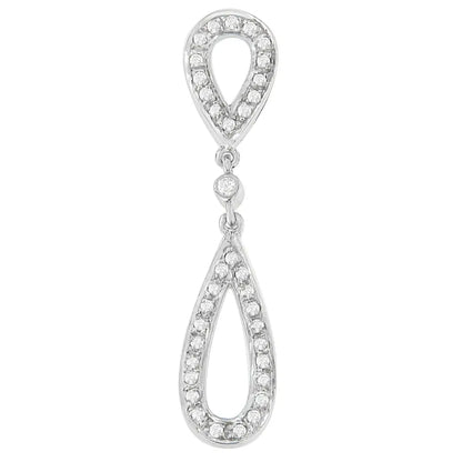 Exquisite Diamond Double Tear Drop Pendant in 14k White Gold