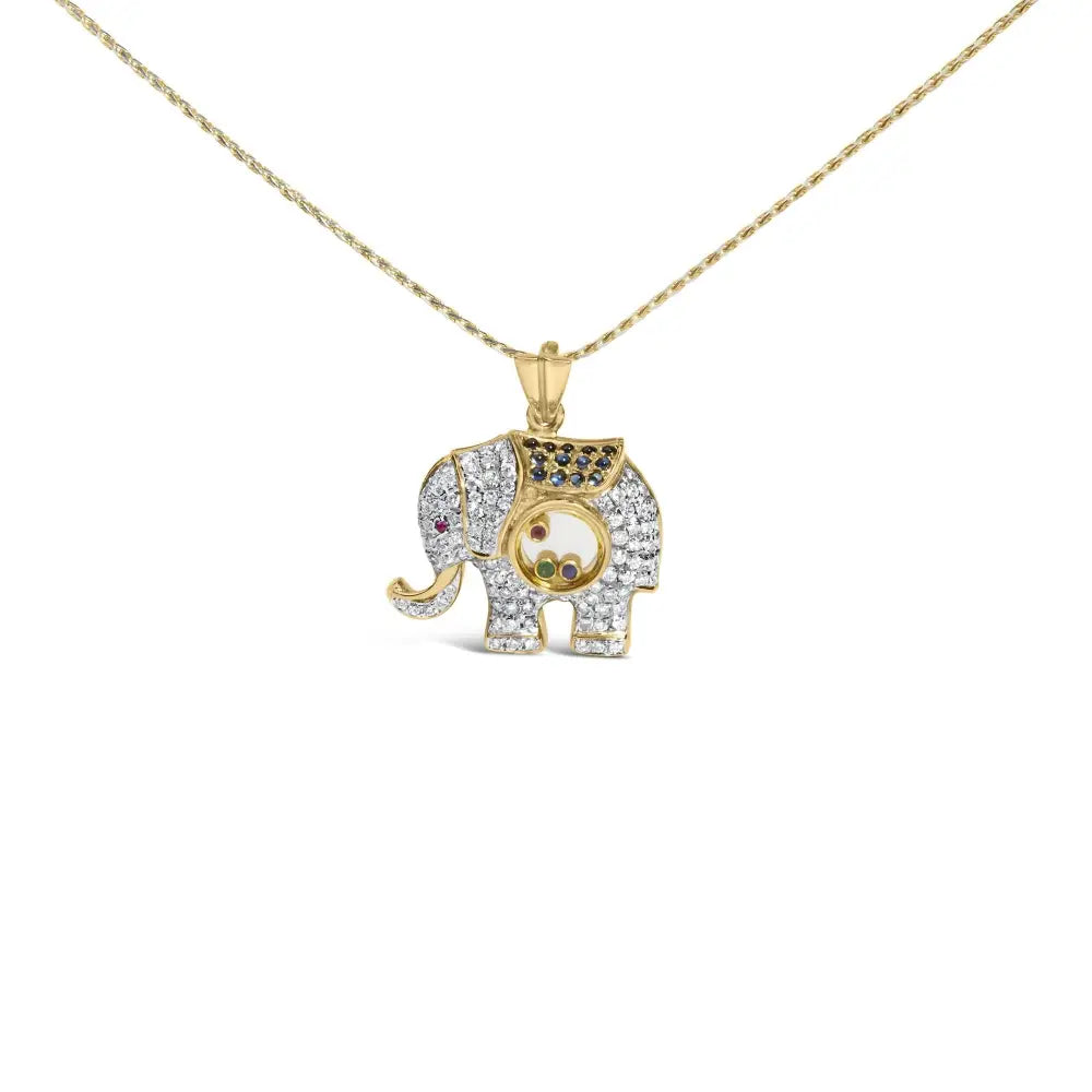 Exquisite Diamond Elephant Shaker Pendant Necklace in 18k Gold