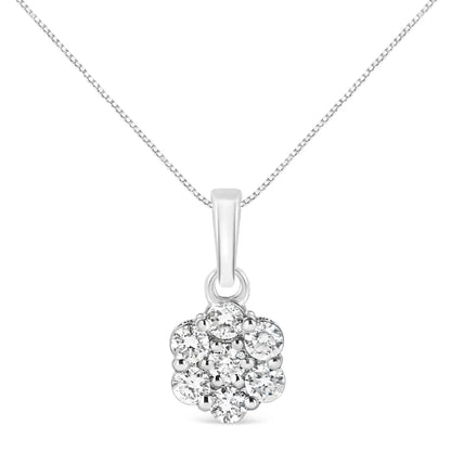 Exquisite Diamond Floral Cluster Pendant Necklace in 14kt White Gold