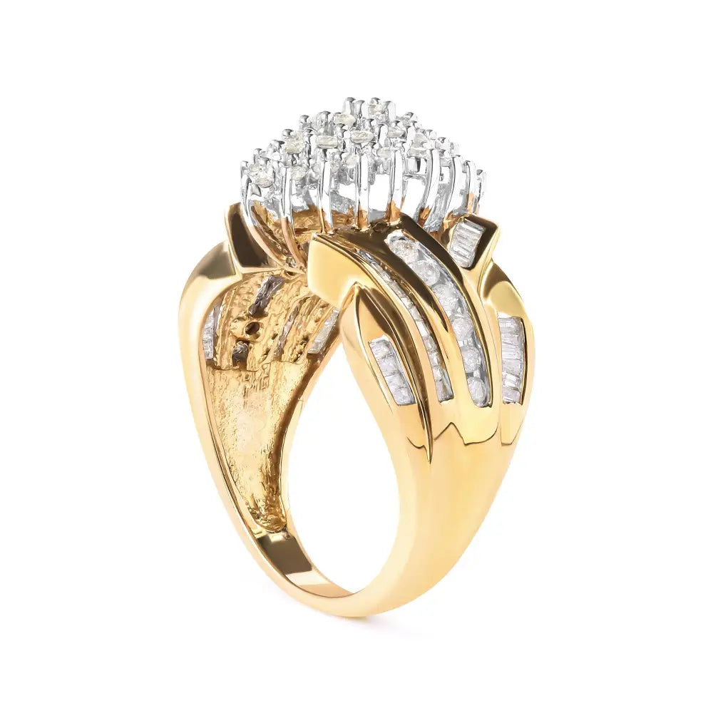 Exquisite Diamond Pear Shaped Cluster Cocktail Ring in 10k Yellow Gold