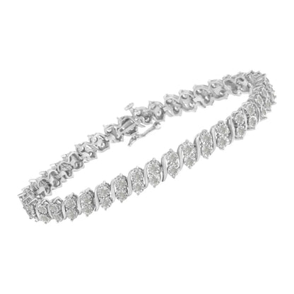 .925 Sterling Silver 2.0 Cttw Diamond S-link Tennis Bracelet I-j Color I3