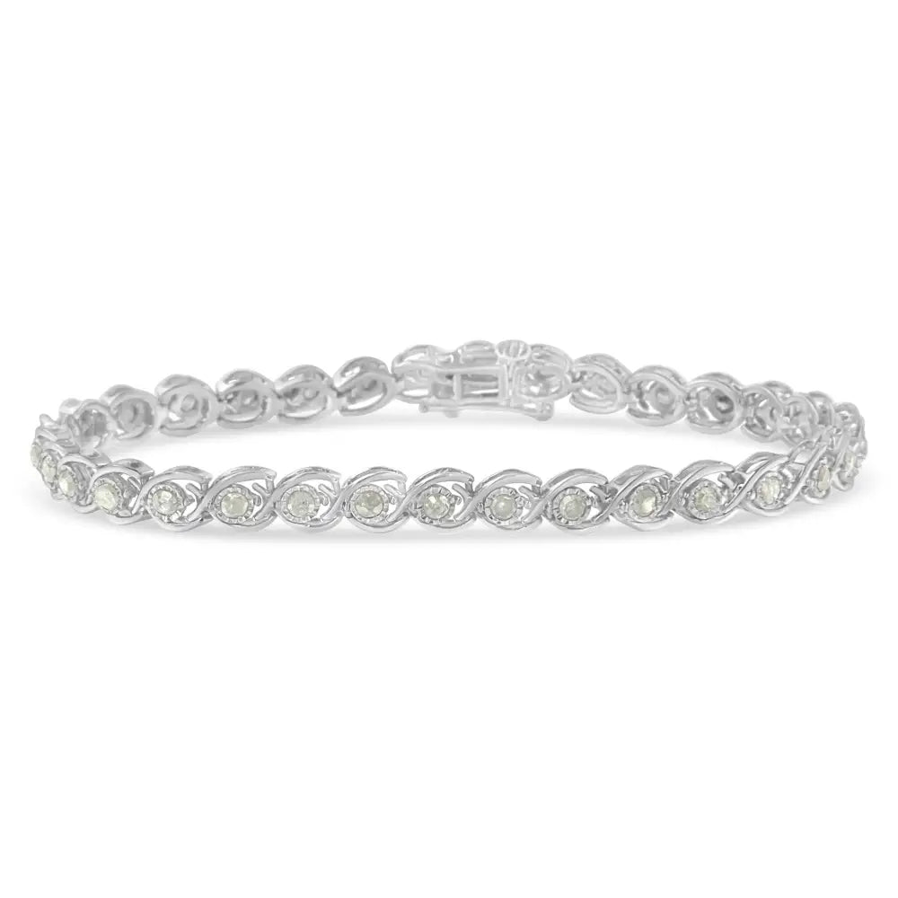 Exquisite Diamond Spiral Link Bracelet with Cttw Miracle Plate Set