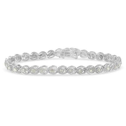 Exquisite Diamond Spiral Link Bracelet with Cttw Miracle Plate Set