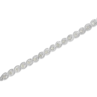 Exquisite Diamond Spiral Link Bracelet with Cttw Miracle Plate Set