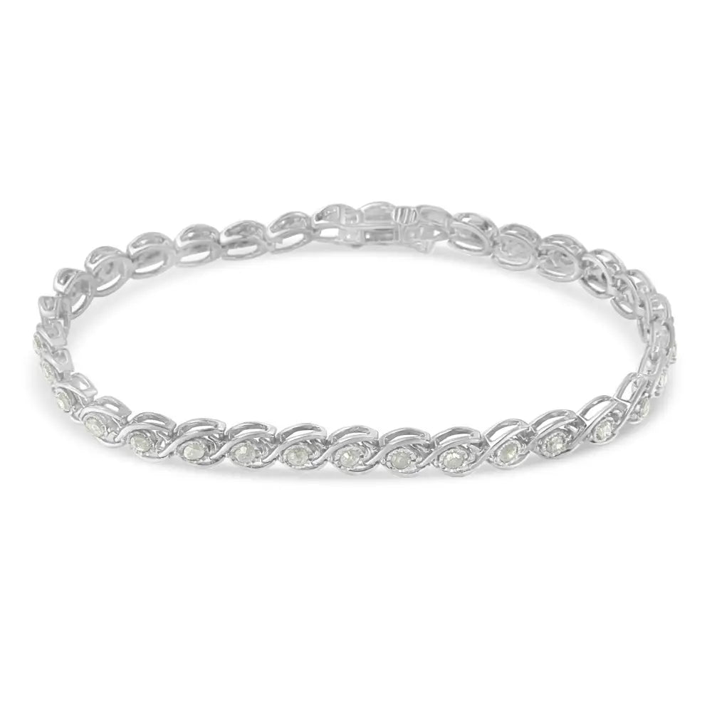 Exquisite Diamond Spiral Link Bracelet with Cttw Miracle Plate Set