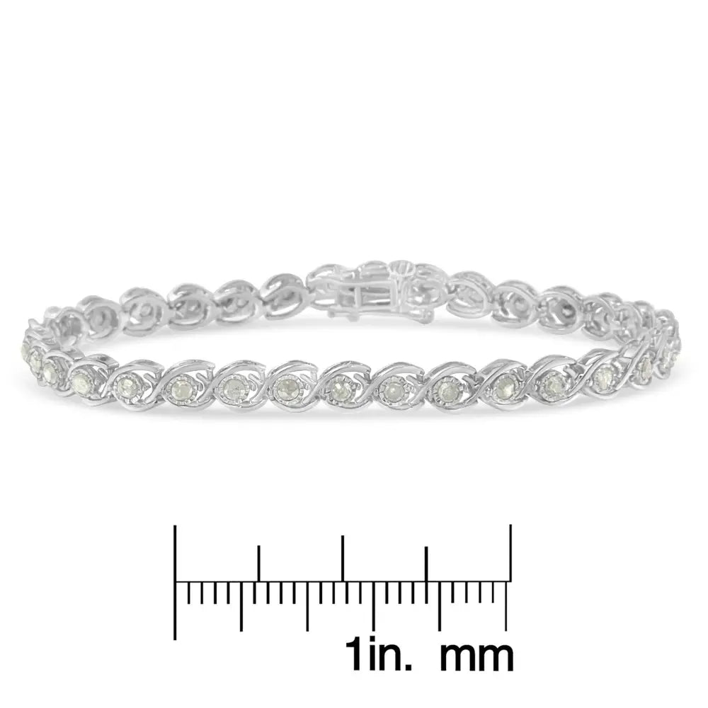 Exquisite Diamond Spiral Link Bracelet with Cttw Miracle Plate Set