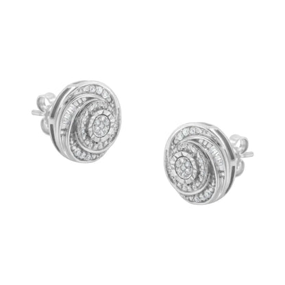 Exquisite Diamond Swirl Love Knot Stud Earrings in Sterling Silver