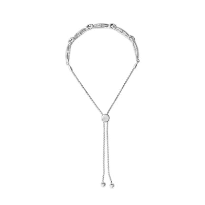 Exquisite Diamond x Link Bolo Bracelet in.925 Sterling Silver