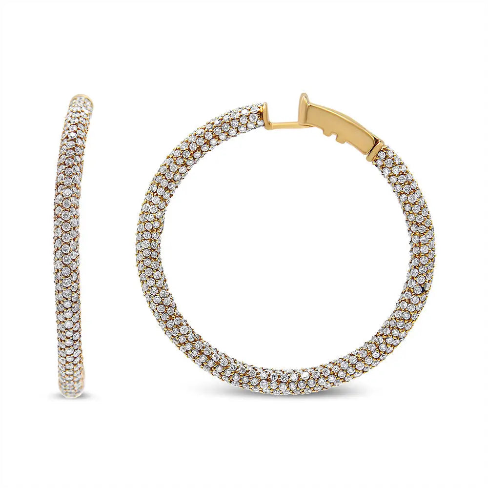 Exquisite Eternity Hoop Earrings in 18k Rose Gold with Pave Set Diamonds