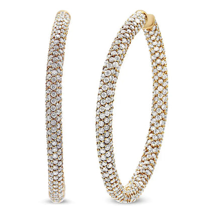 Exquisite Eternity Hoop Earrings in 18k Rose Gold with Pave Set Diamonds