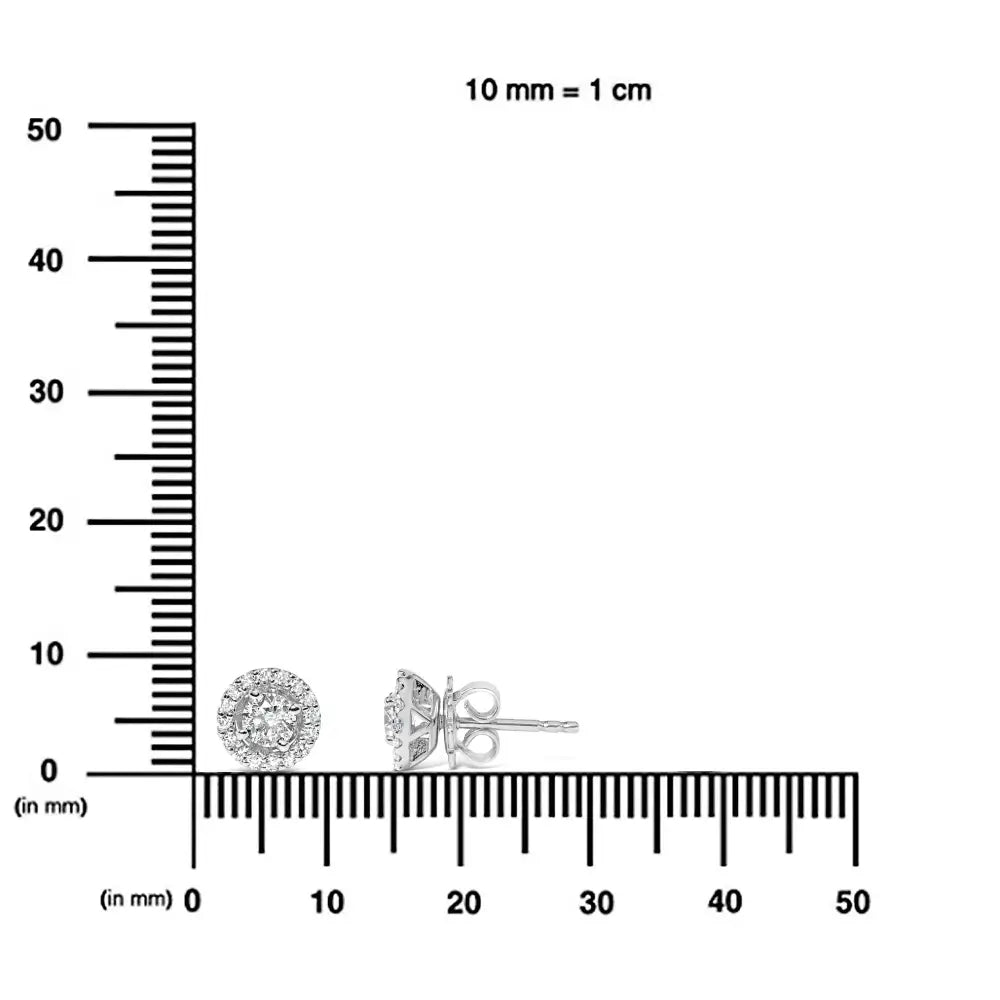 Exquisite Halo Stud Earrings in 14k White Gold with Lab Grown Diamonds