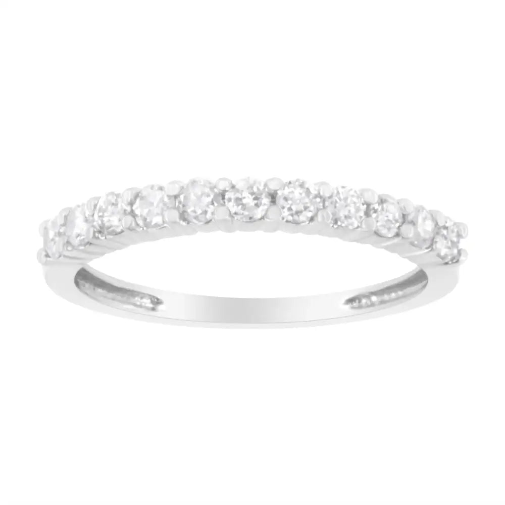 Exquisite Igi Certified 10k White Gold Prong Set Fluted Band Ring