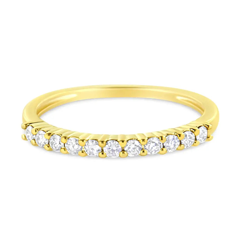 Exquisite Igi Certified 10k Yellow Gold Prong Set Fluted Band Ring