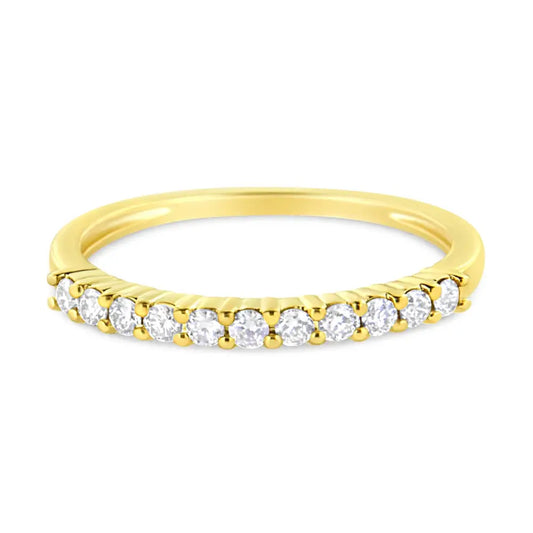 Exquisite Igi Certified 10k Yellow Gold Prong Set Fluted Band Ring