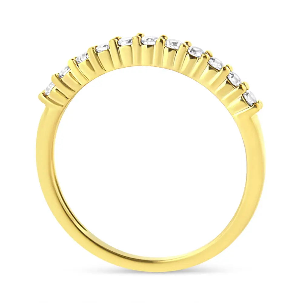 Exquisite Igi Certified 10k Yellow Gold Prong Set Fluted Band Ring