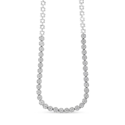 Exquisite Igi Certified 14k Gold Pave Set Round-cut Diamond Necklace - White