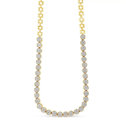 Exquisite Igi Certified 14k Gold Pave Set Round-cut Diamond Necklace - White