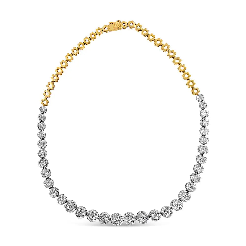 Exquisite Igi Certified 14k Yellow Gold Pave Set Round-cut Diamond Necklace